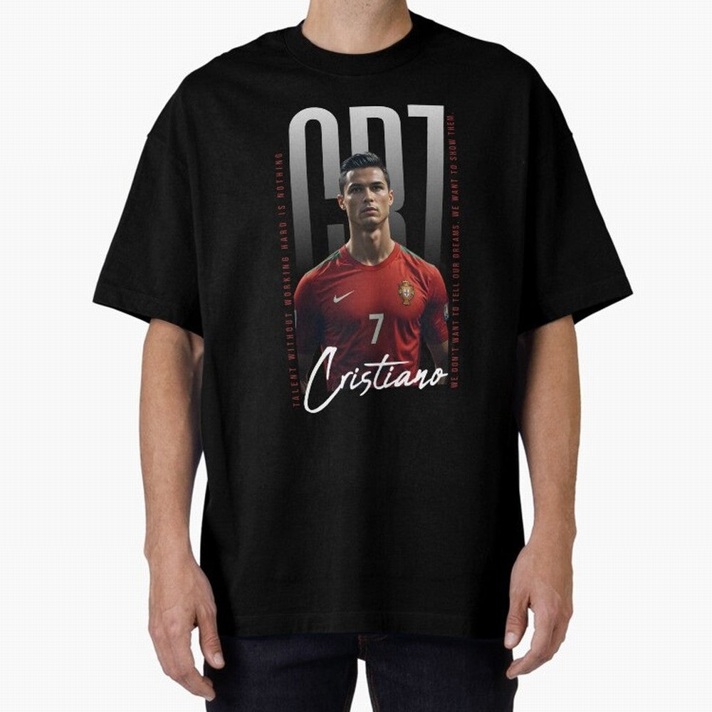 Cristiano Ronaldo Oversized T-Shirt Back the Journey through Global Football Passion for FIFA World Cup 2026, Inspired by Messi, Neymar and Mbappe, Portugal, Sports Nostalgia, International Competition, Famous Players and Unforgettable Victories;