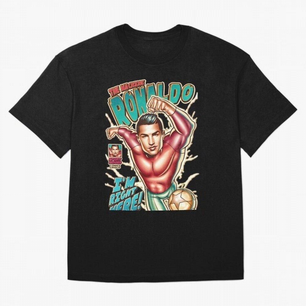 Cristiano Ronaldo The Machine Ronaldo Oversized T-Shirt Spotlight FIFA World Cup 2026 Group Stage Highlighting Haaland and Mbappe, France Energy, Game Day Rituals, Football Legends, Country Pride and the Road to the Final; Great for Supporters Who