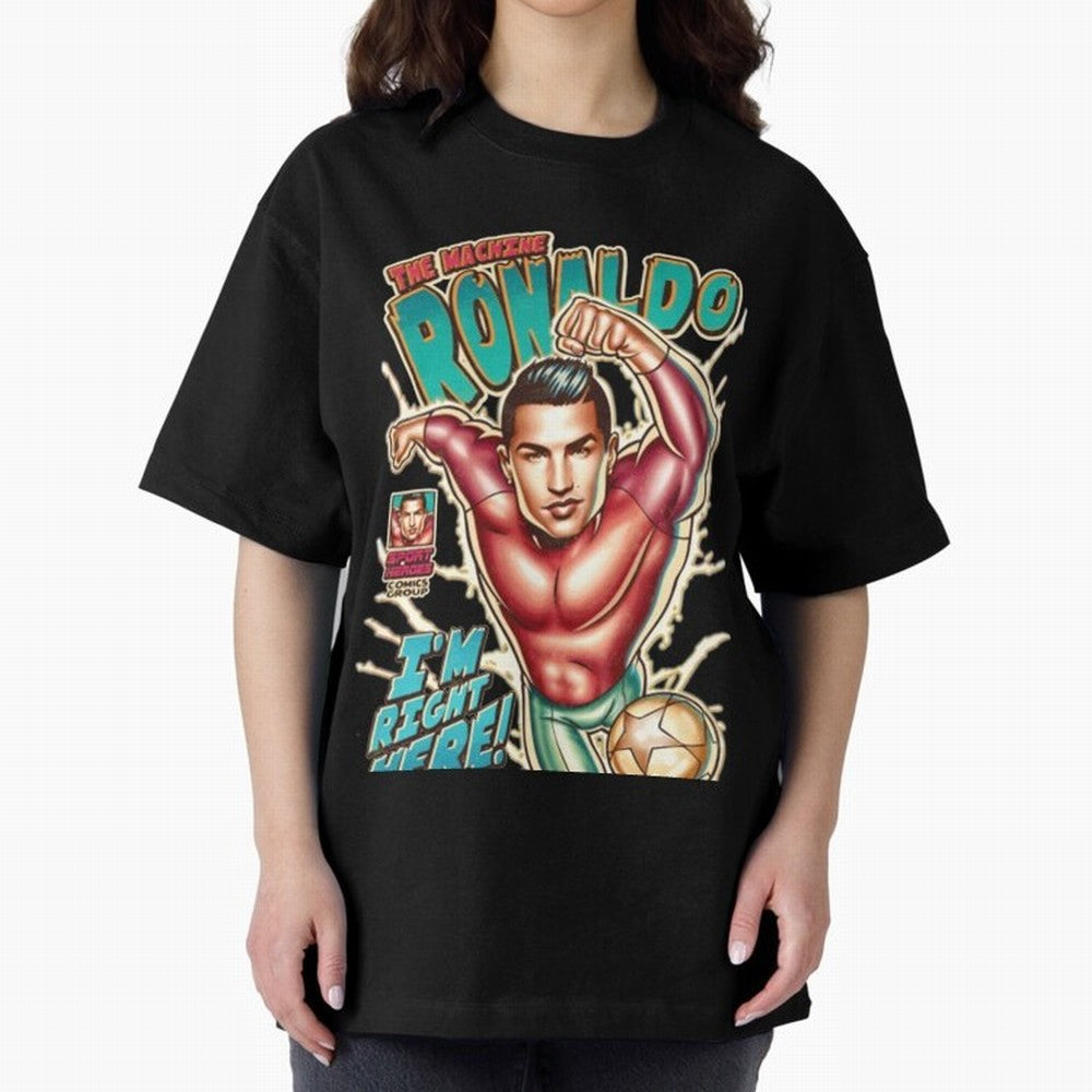 Cristiano Ronaldo The Machine Ronaldo Oversized T-Shirt Spotlight FIFA World Cup 2026 Group Stage Highlighting Haaland and Mbappe, France Energy, Game Day Rituals, Football Legends, Country Pride and the Road to the Final; Great for Supporters Who
