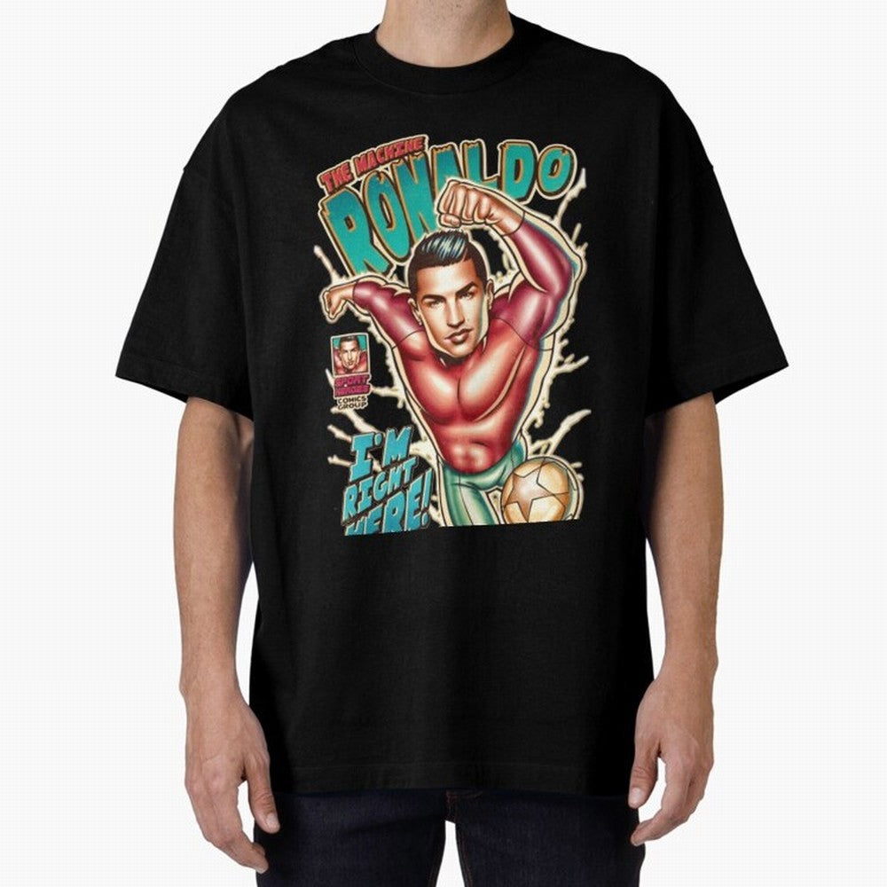 Cristiano Ronaldo The Machine Ronaldo Oversized T-Shirt Spotlight FIFA World Cup 2026 Group Stage Highlighting Haaland and Mbappe, France Energy, Game Day Rituals, Football Legends, Country Pride and the Road to the Final; Great for Supporters Who