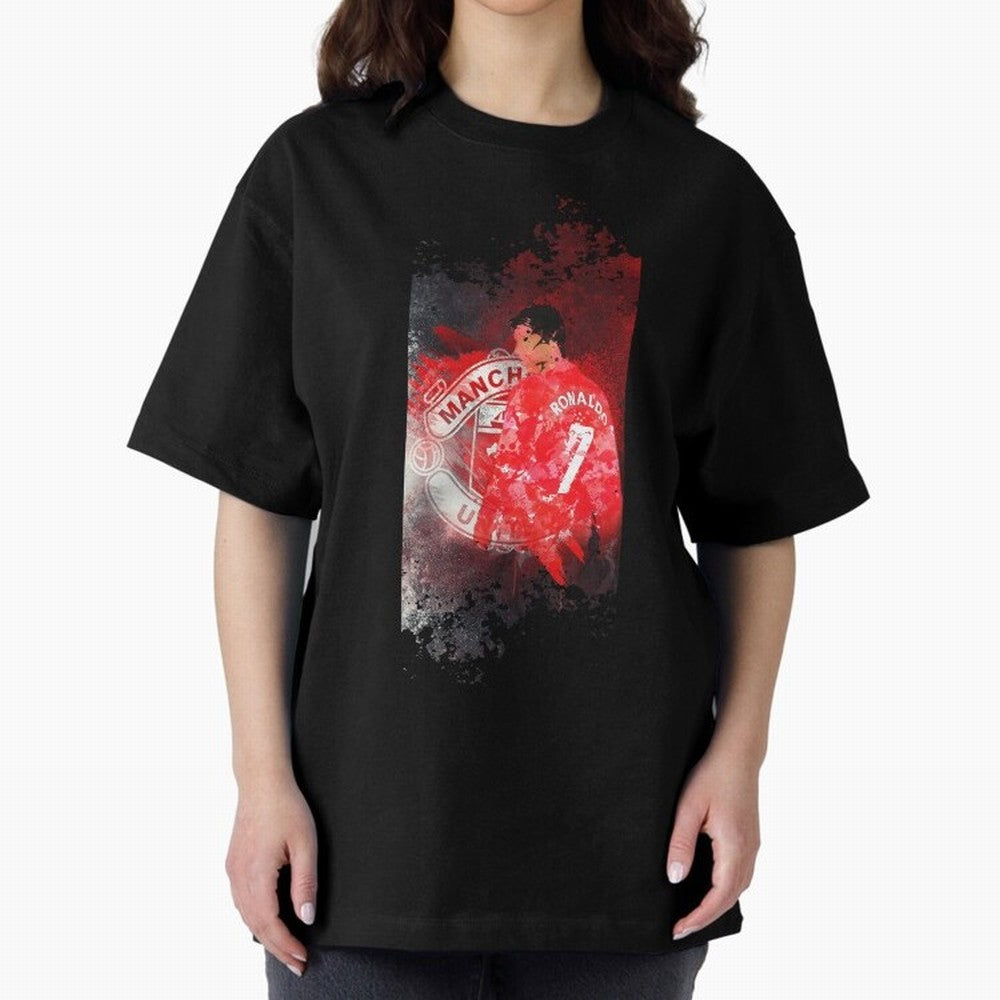 Ronaldo Illustration 002 Oversized T-Shirt Step into FIFA World Cup 2026 Group Stage Spirit, Capturing France and Portugal, Mbappe and Neymar, Stadium Chants, National Pride, Trophy Dreams and Unforgettable Football Memories; Great for Supporters