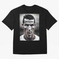 Cristiano Ronaldo Portrait Oversized T-Shirt Honor Football Greatness during Global Football Passion for FIFA World Cup 2026, Made for Mbappe and Neymar, Portugal, Stadium Chants, National Pride, Trophy Dreams and Unforgettable Football Memories;