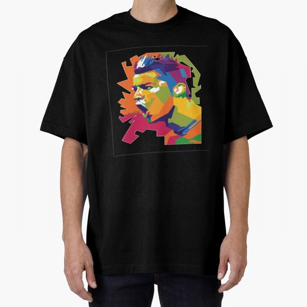 Ronaldo Cristiano Ronaldo pop potrait Oversized T-Shirt Join the Global Buzz around FIFA World Cup 2026 for Fans of CR7 and Argentina, France and Brazil, Bringing Retro Football Energy, Iconic Rivalries, Trophy Chase Drama and Stadium Atmosphere;