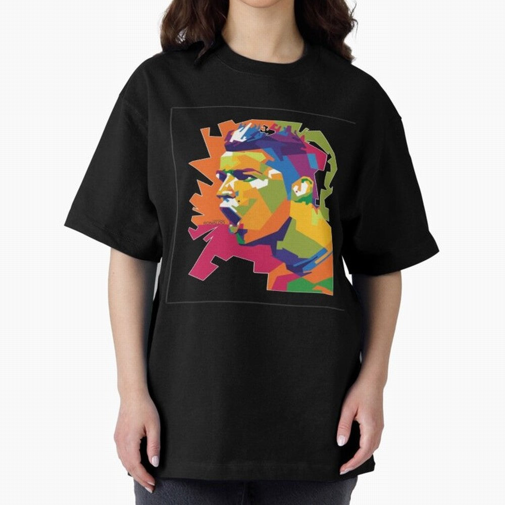 Ronaldo Cristiano Ronaldo pop potrait Oversized T-Shirt Join the Global Buzz around FIFA World Cup 2026 for Fans of CR7 and Argentina, France and Brazil, Bringing Retro Football Energy, Iconic Rivalries, Trophy Chase Drama and Stadium Atmosphere;