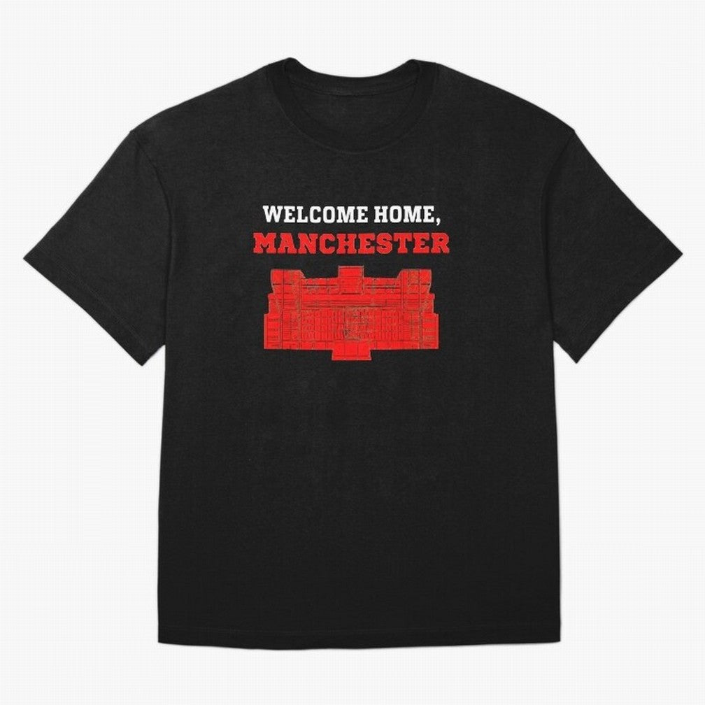 Welcome Home Manchester 7 CR Oversized T-Shirt Elevate the FIFA World Cup 2026 Journey through Messi and Cristiano Ronaldo Highlights, France and Portugal Pride, Retro Football Energy, Iconic Rivalries, Trophy Chase Drama and Stadium Atmosphere;