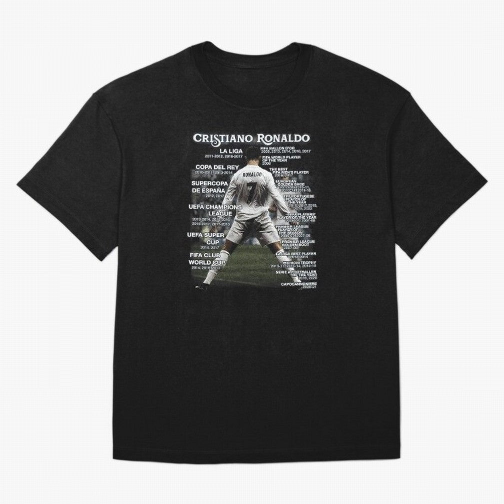 Cristiano Ronaldo Stats Oversized T-Shirt Bring Supporter Culture to Global Football Passion for FIFA World Cup 2026 Group Stage, Capturing Messi, Neymar and Mbappe, England, Game Day Rituals, Football Legends, Country Pride and the Road to the