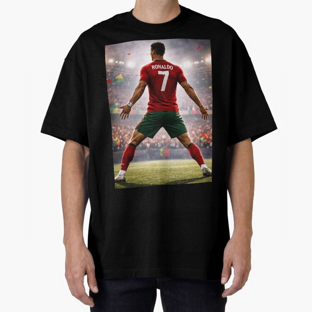 Cristiano Ronaldo Portuguese Legend Number Seven SIUUU Oversized T-Shirt Feel the Heartbeat of FIFA World Cup 2026 Group Stage Connected to Haaland and Mbappe, England, France and Netherlands Energy, Football History, Final Match Energy, Crowd