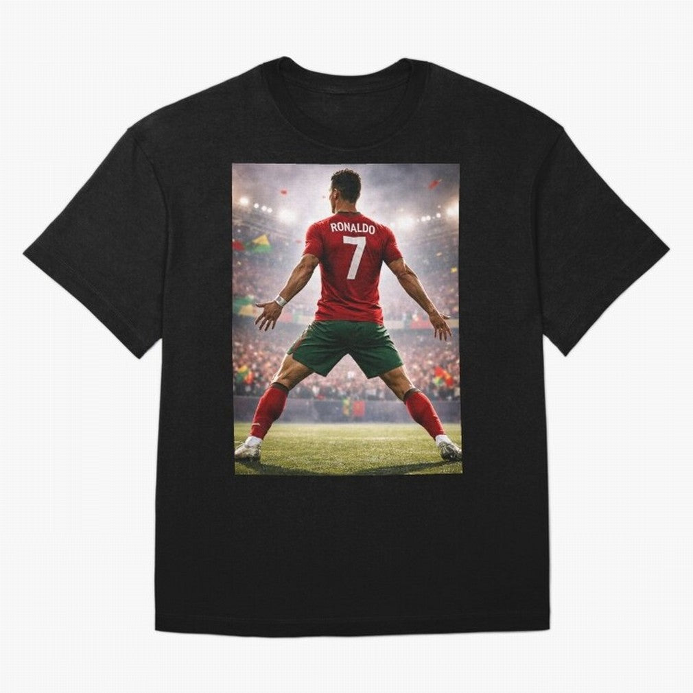 Cristiano Ronaldo Portuguese Legend Number Seven SIUUU Oversized T-Shirt Feel the Heartbeat of FIFA World Cup 2026 Group Stage Connected to Haaland and Mbappe, England, France and Netherlands Energy, Football History, Final Match Energy, Crowd