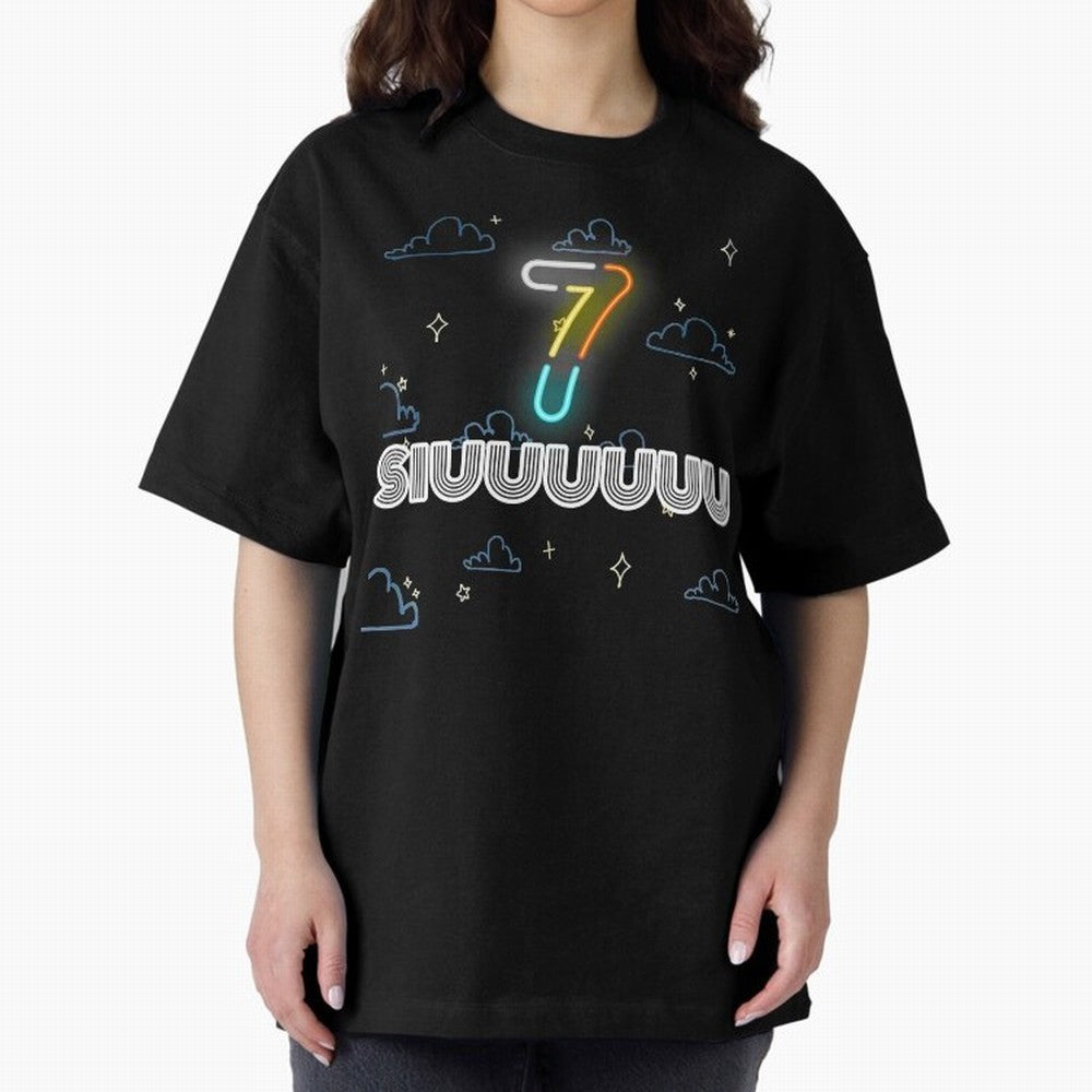 Siuuuuuu 7 CR7 goal funny Oversized T-Shirt Support Iconic Players in Match Day Hype around FIFA World Cup 2026, Neymar, Haaland and Cristiano Ronaldo, Argentina, France and Brazil, Football History, Final Match Energy, Crowd Noise and Once in a