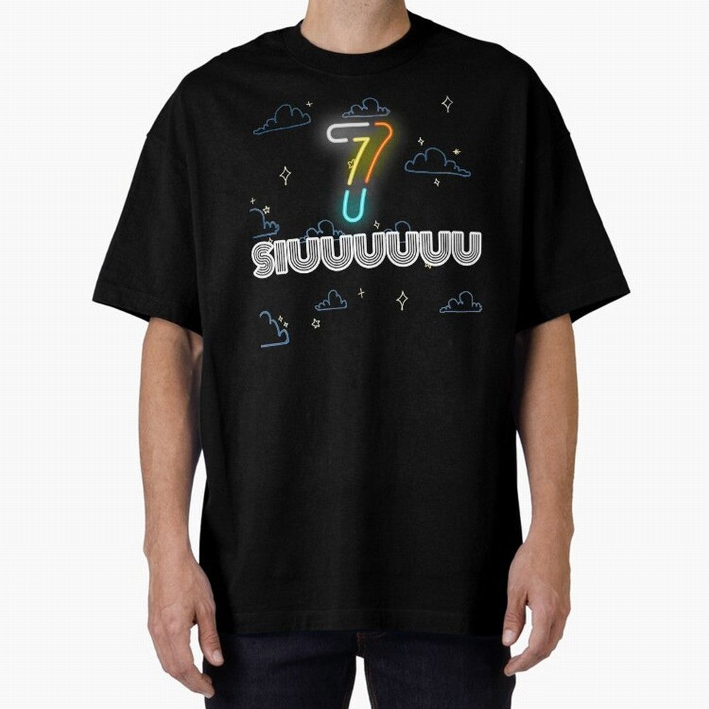 Siuuuuuu 7 CR7 goal funny Oversized T-Shirt Support Iconic Players in Match Day Hype around FIFA World Cup 2026, Neymar, Haaland and Cristiano Ronaldo, Argentina, France and Brazil, Football History, Final Match Energy, Crowd Noise and Once in a