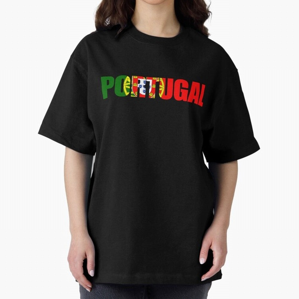 Portugal Country Oversized T-Shirt Keep the Match Day Mood of Match Day Hype around FIFA World Cup 2026 USA Canada Mexico, CR7 and Messi, Brazil, Worldwide Fan Energy, Dramatic Goals, Stadium Lights and Championship Celebrations; Made for