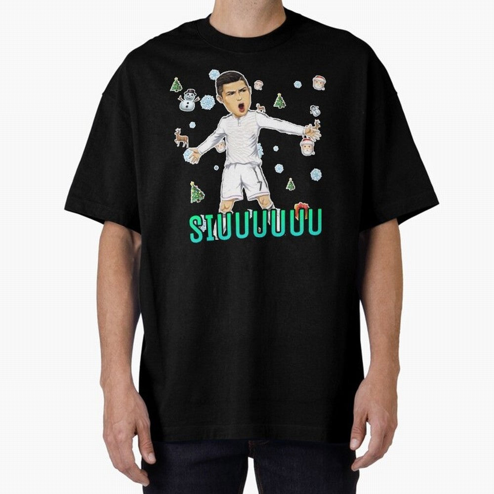 Siuuu christmas CR7 Oversized T-Shirt Stand Out with Spirit from Global Football Passion for FIFA World Cup 2026 Group Stage, with Cristiano Ronaldo, Brazil, Portugal and Argentina, Champion Mindset, Group Stage Buzz, Knockout Tension and