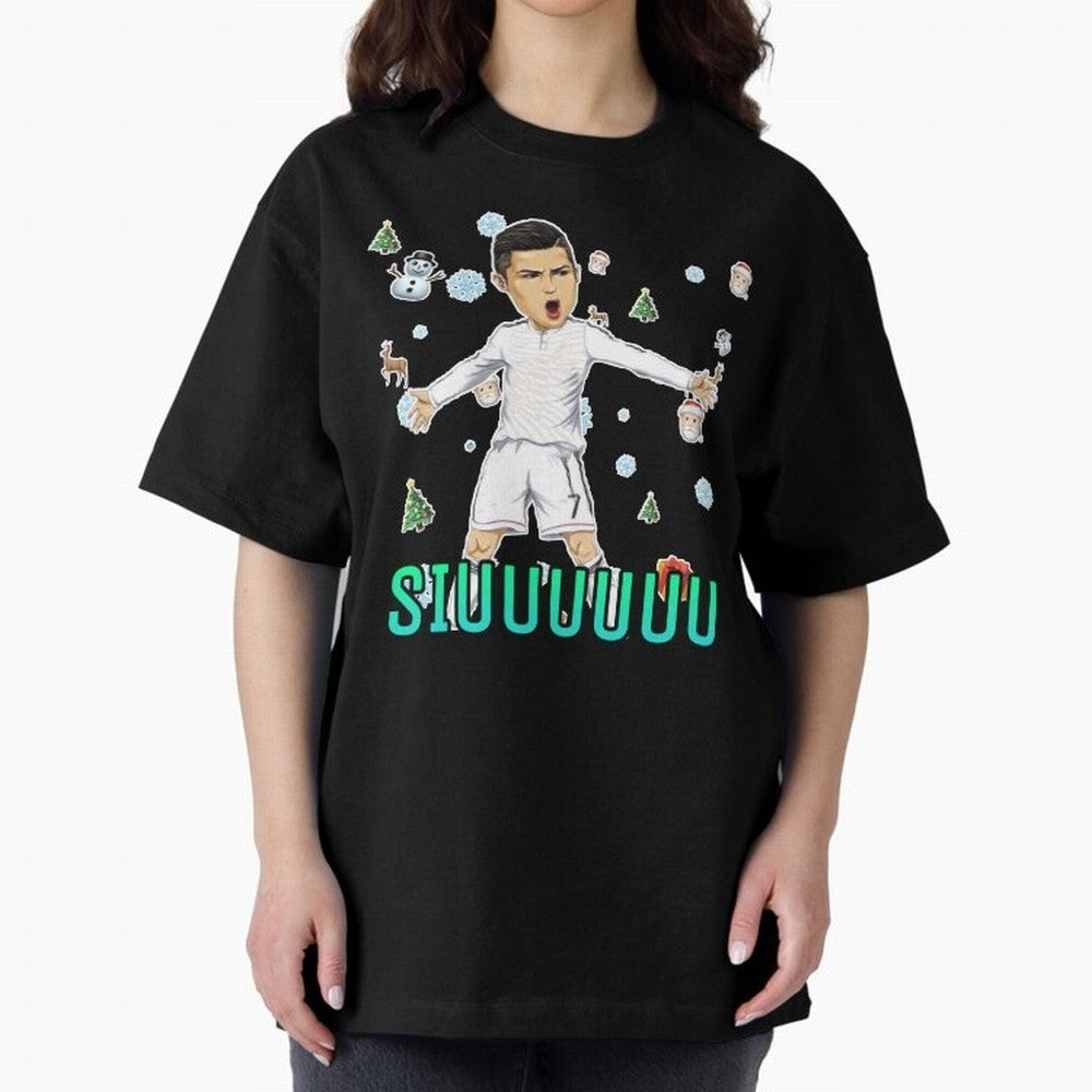 Siuuu christmas CR7 Oversized T-Shirt Stand Out with Spirit from Global Football Passion for FIFA World Cup 2026 Group Stage, with Cristiano Ronaldo, Brazil, Portugal and Argentina, Champion Mindset, Group Stage Buzz, Knockout Tension and