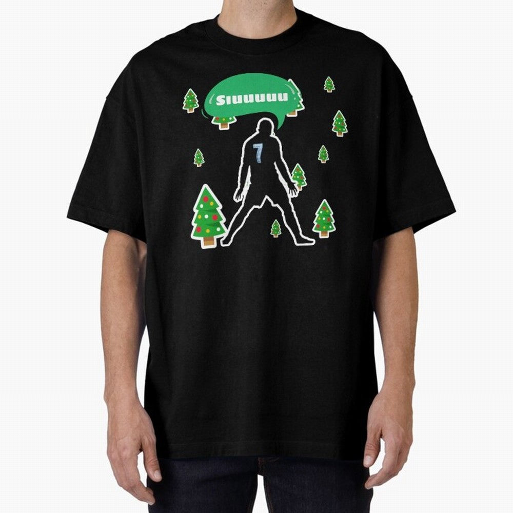 Christmas siuuu Cristiano ronaldo Oversized T-Shirt Back Your Heroes with FIFA World Cup 2026 Inspired by Messi, CR7 and Mbappe, Portugal, Spain and Germany Energy, Global Supporter Spirit, Legendary Goals, National Colors and Tournament