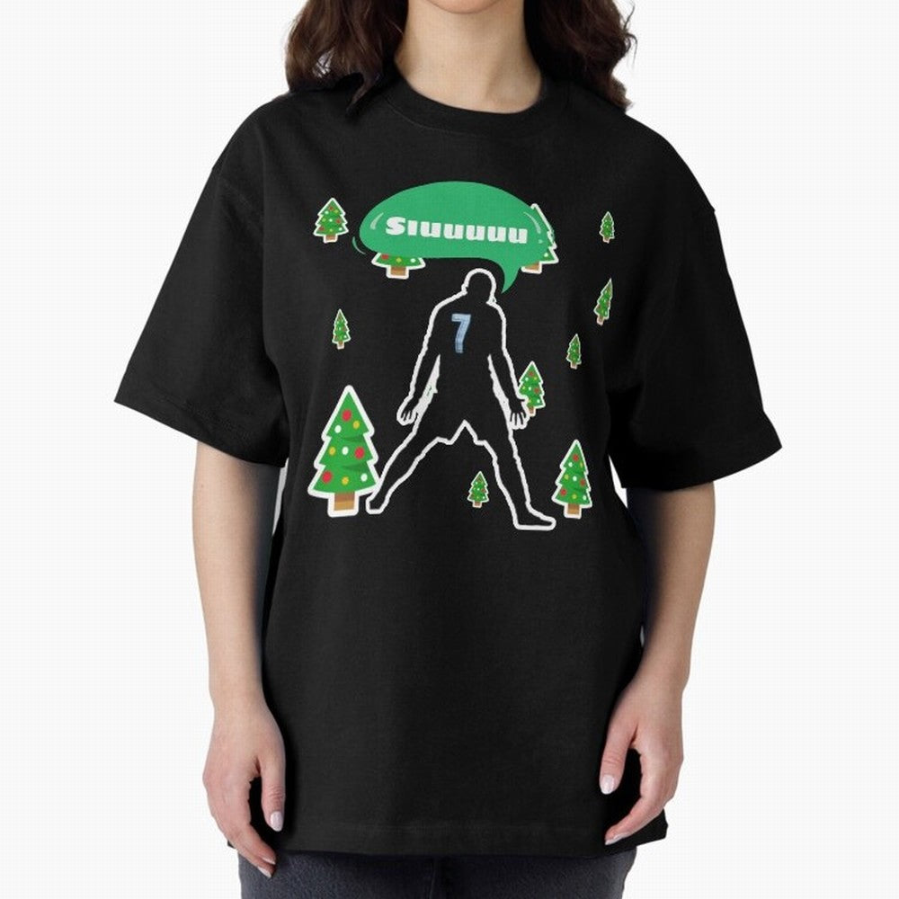 Christmas siuuu Cristiano ronaldo Oversized T-Shirt Back Your Heroes with FIFA World Cup 2026 Inspired by Messi, CR7 and Mbappe, Portugal, Spain and Germany Energy, Global Supporter Spirit, Legendary Goals, National Colors and Tournament
