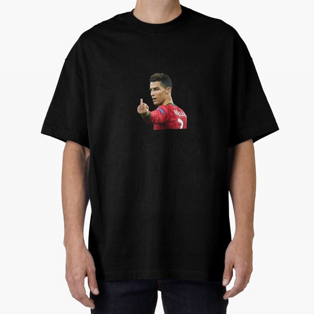 Cristiano ronaldo showing middle finger Oversized T-Shirt Celebrate National Team Dreams in the FIFA World Cup 2026 USA Canada Mexico Journey through CR7 Highlights, Germany Pride, Football History, Final Match Energy, Crowd Noise and Once in a