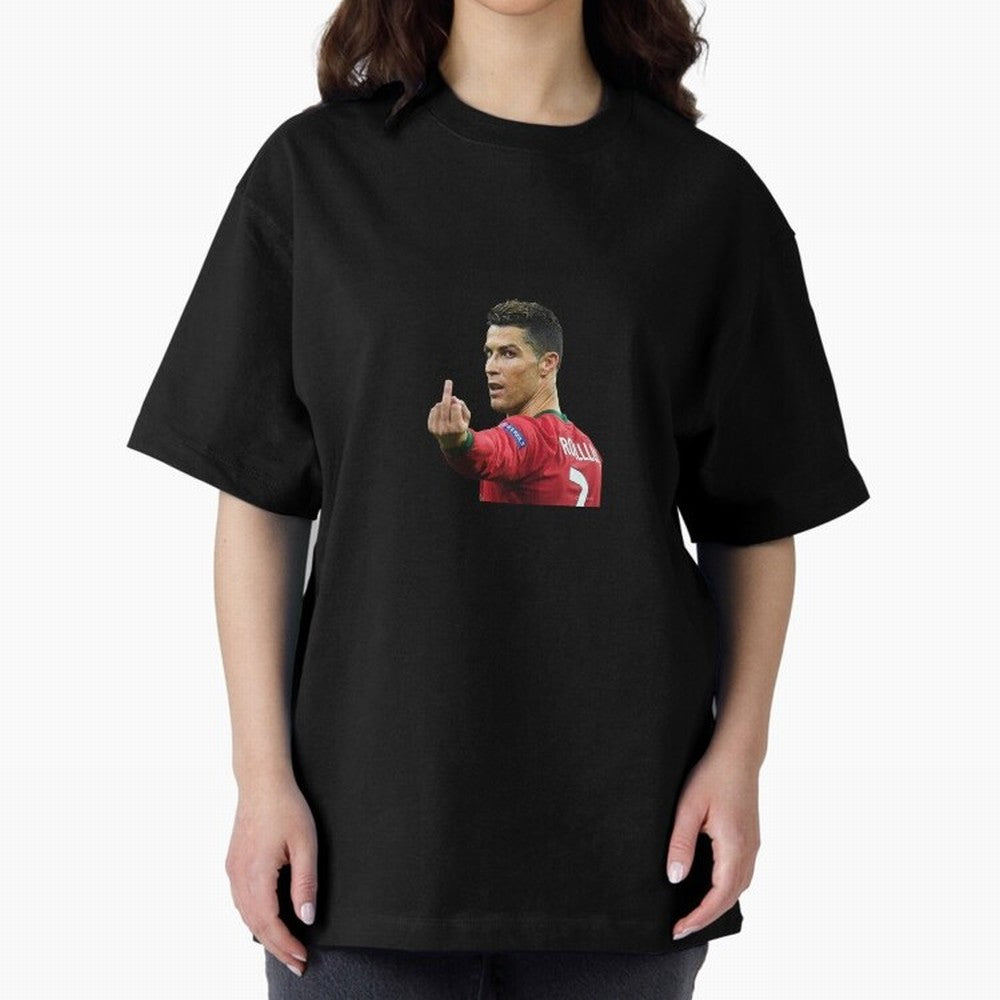 Cristiano ronaldo showing middle finger Oversized T-Shirt Celebrate National Team Dreams in the FIFA World Cup 2026 USA Canada Mexico Journey through CR7 Highlights, Germany Pride, Football History, Final Match Energy, Crowd Noise and Once in a
