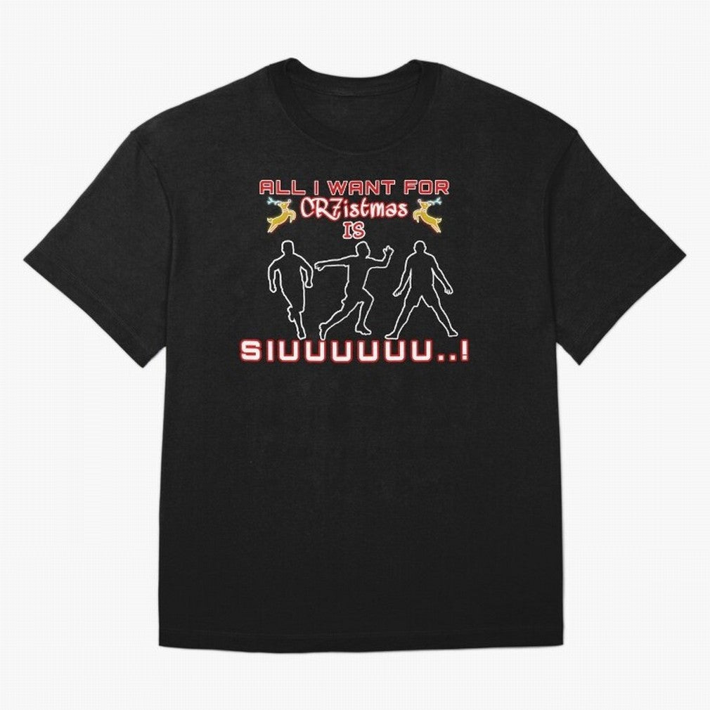 All i want for christmas is siuuu Oversized T-Shirt Fuel FIFA World Cup 2026 Group Stage Celebrating Messi, Neymar and Mbappe, Spain Energy, Football Festival Excitement, Trophy Ambitions, Country Rivalries and Star Player Buzz; Perfect for