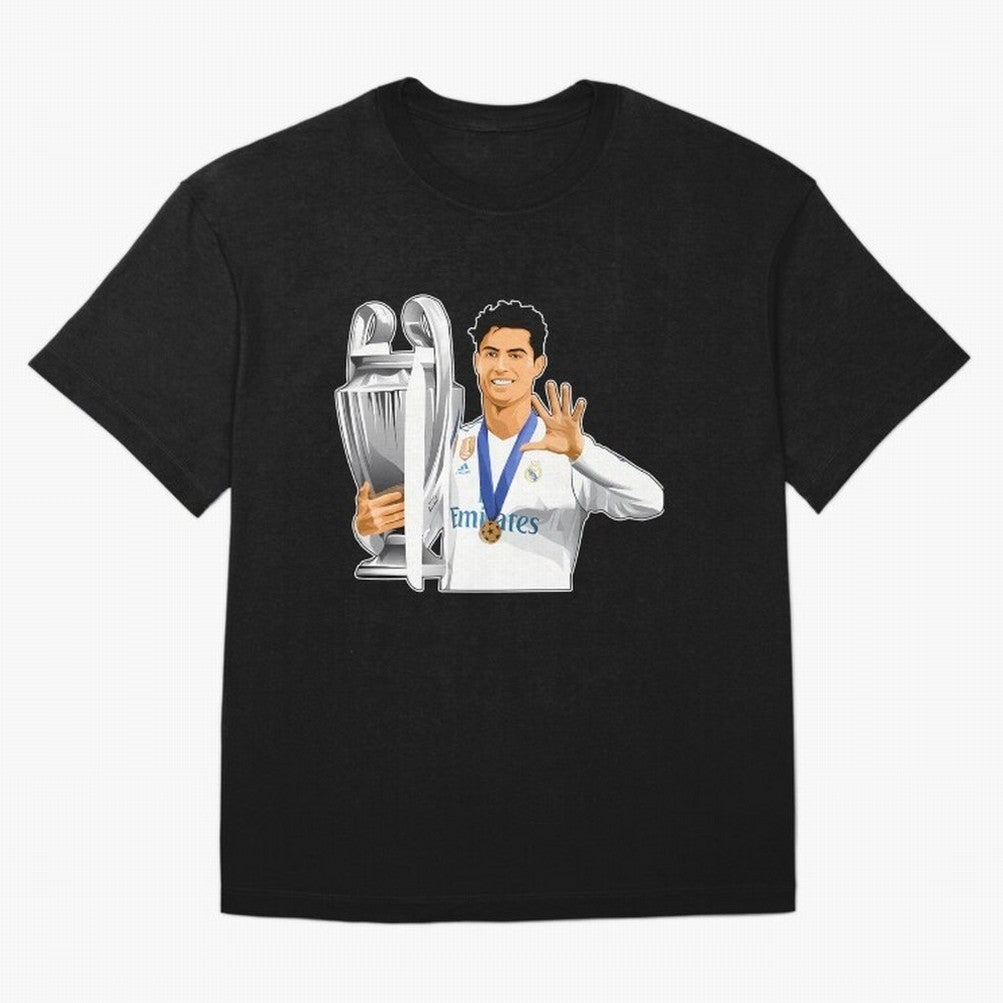 Ronaldo Throphy Oversized T-Shirt Stand Out with Spirit from FIFA World Cup 2026 Group Stage for Fans of Mbappe and Neymar and Brazil, Bringing Tournament Hype, Historic Matchups, Family Viewing Parties and Global Sports Pride; Great for Supporters
