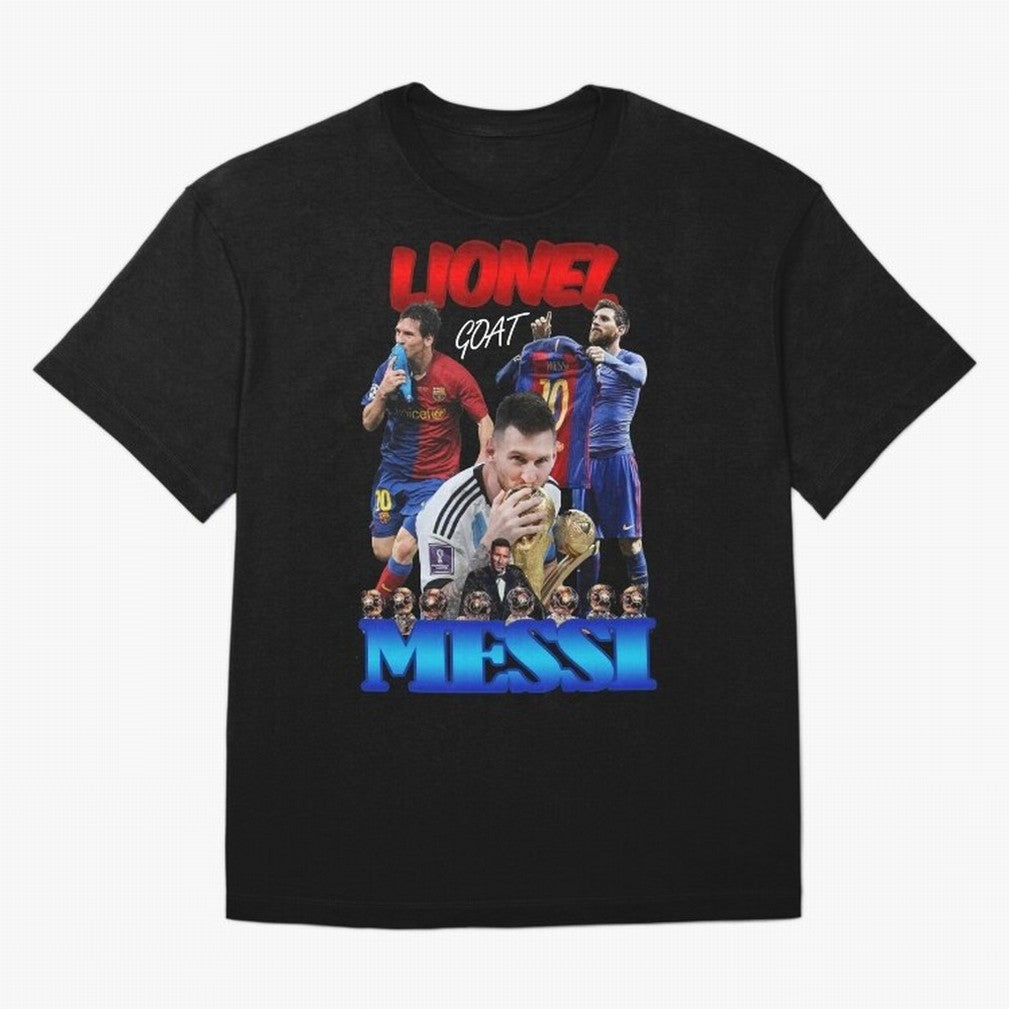 Lionel Messi GOAT: Barcelona & Argentina Oversized T-Shirt Remember Iconic Moments from Match Day Hype around FIFA World Cup 2026 USA Canada Mexico, Neymar, Haaland and Cristiano Ronaldo, Argentina, France and Brazil, Classic Soccer Heritage,