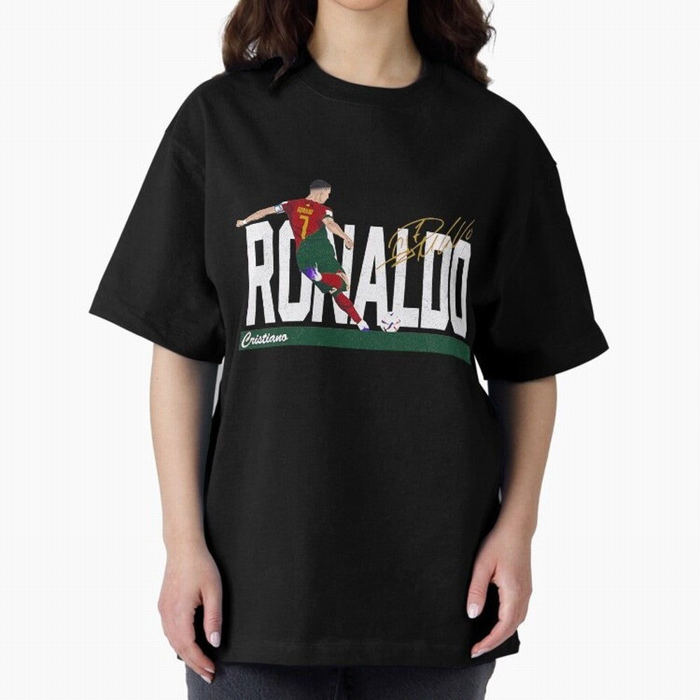 Cristiano Ronaldo Portugal Jersey -Last World Cup 2 Vintage Style Oversized T-Shirt Make Your Look Match the FIFA World Cup 2026 Journey through Mbappe and Neymar Highlights, France Pride, Retro Football Energy, Iconic Rivalries, Trophy Chase Drama