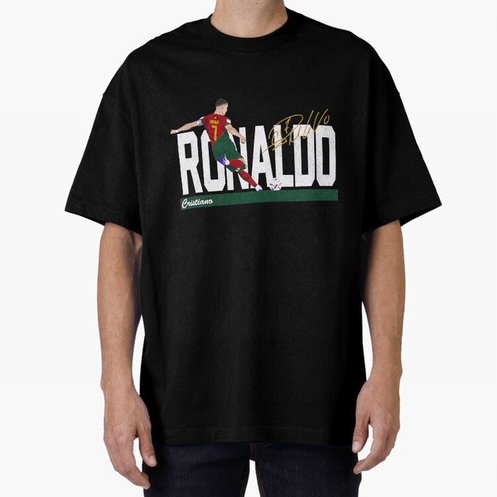Cristiano Ronaldo Portugal Jersey -Last World Cup 2 Vintage Style Oversized T-Shirt Make Your Look Match the FIFA World Cup 2026 Journey through Mbappe and Neymar Highlights, France Pride, Retro Football Energy, Iconic Rivalries, Trophy Chase Drama