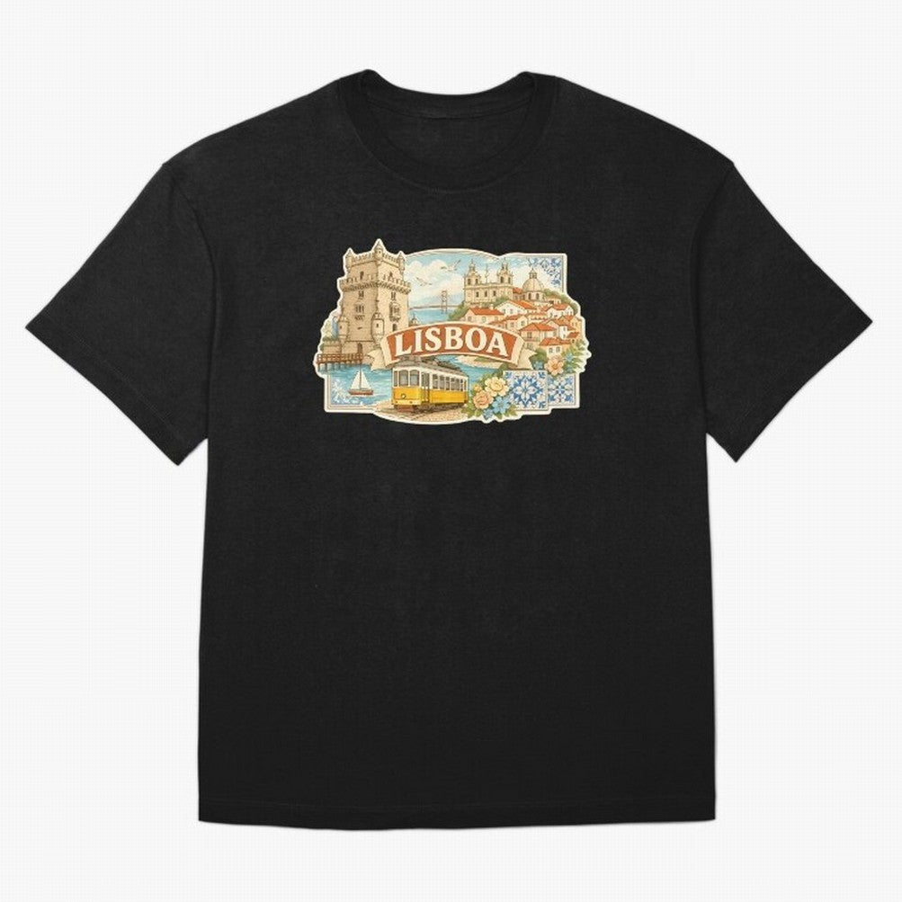 Vintage Tram Lisbon Illustration Oversized T-Shirt Make Your Look Match the FIFA World Cup 2026 Group Stage Journey through Mbappe and Neymar Highlights, Argentina, France and Brazil Pride, Champion Mindset, Group Stage Buzz, Knockout Tension and