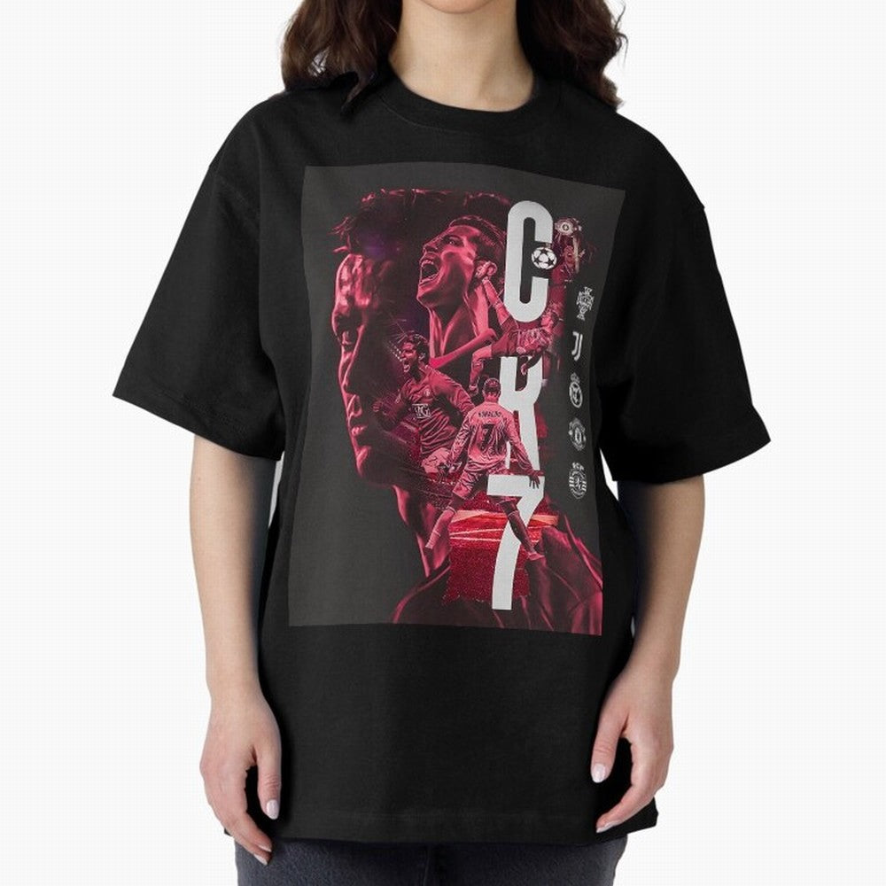 CR7 Oversized T-Shirt Make Your Look Match Global Football Passion for FIFA World Cup 2026 USA Canada Mexico, Centered on Messi, Neymar and Mbappe, Argentina and Brazil, Retro Football Energy, Iconic Rivalries, Trophy Chase Drama and Stadium