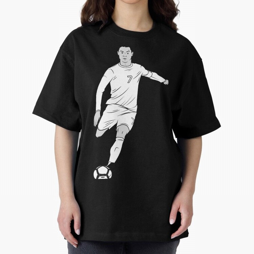 Cristiano Ronaldo Oversized T-Shirt Celebrate Supporters United by Global Football Passion for FIFA World Cup 2026 USA Canada Mexico, Filled with Cristiano Ronaldo, Haaland and CR7, England, France and Netherlands, Vintage Soccer Flavor, Modern