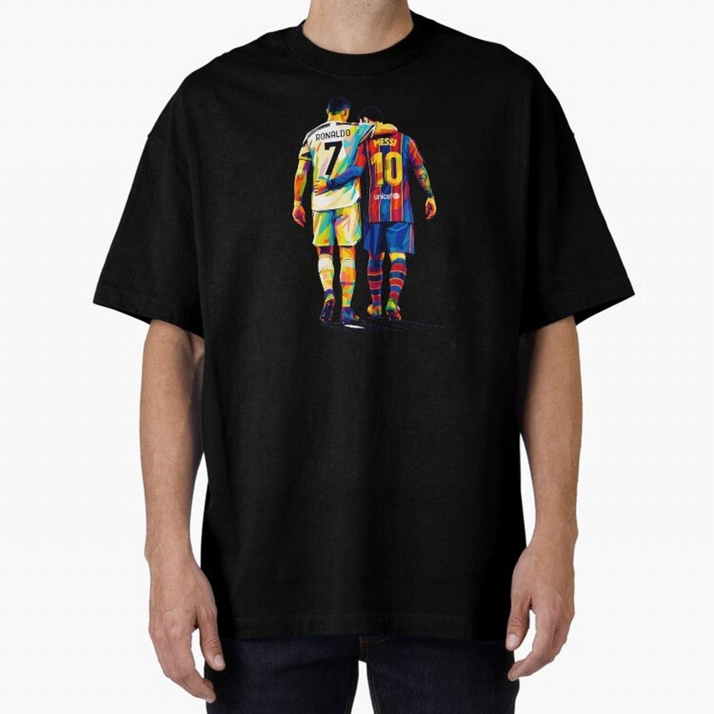 Cristiano Ronaldo And Messi Wpap Art Oversized T-Shirt Celebrate Match Day Hype around FIFA World Cup 2026, Neymar, Haaland and Cristiano Ronaldo, England, France and Netherlands, Stadium Chants, National Pride, Trophy Dreams and Unforgettable