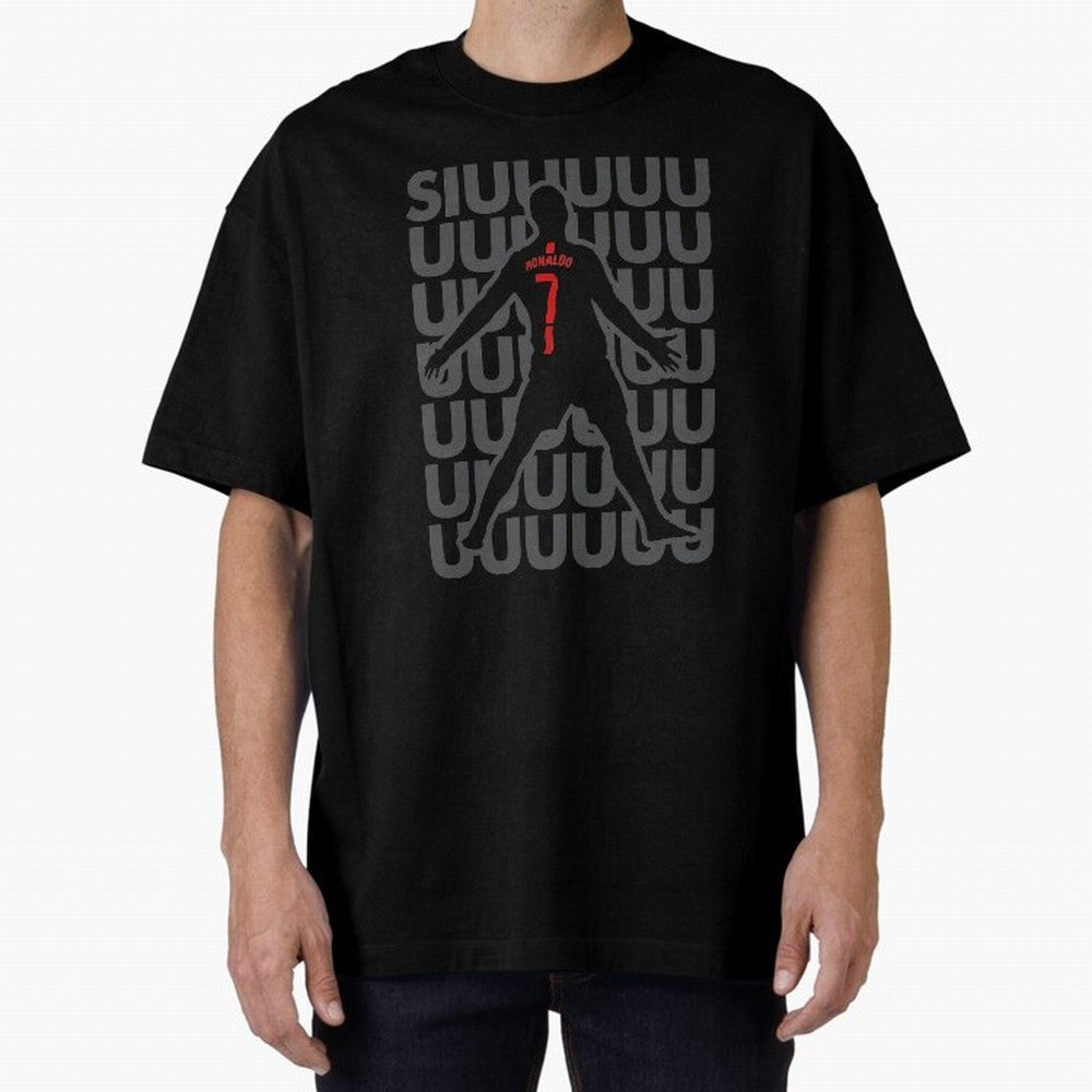 Cristiano Ronaldo Oversized T-Shirt Embrace FIFA World Cup 2026 Group Stage Spirit, Highlighting France and Portugal, Messi, CR7 and Mbappe, Sports Nostalgia, International Competition, Famous Players and Unforgettable Victories; Made for