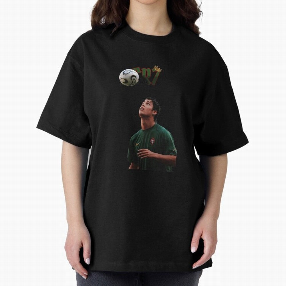 Cristiano Ronaldo Oversized T-Shirt Make Every Kick Count in Match Day Hype around FIFA World Cup 2026 Group Stage, Mbappe and Neymar, Argentina, France and Brazil, Retro Football Energy, Iconic Rivalries, Trophy Chase Drama and Stadium Atmosphere;