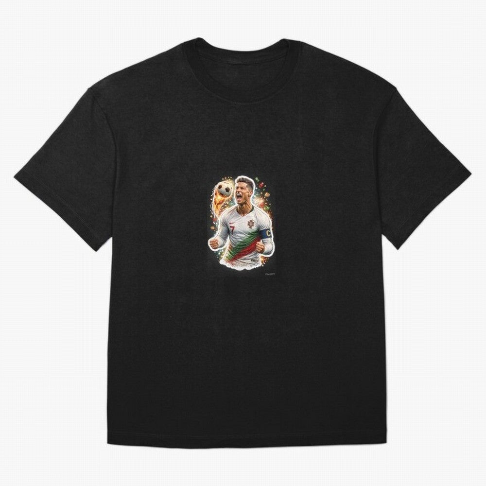 Ronaldo Winning Moment Oversized T-Shirt Bring Trophy Dreams to FIFA World Cup 2026 USA Canada Mexico for Fans of Messi, CR7 and Mbappe and Brazil, Portugal and Argentina, Bringing Goal Celebration Energy, Supporter Heritage, Football Icons and