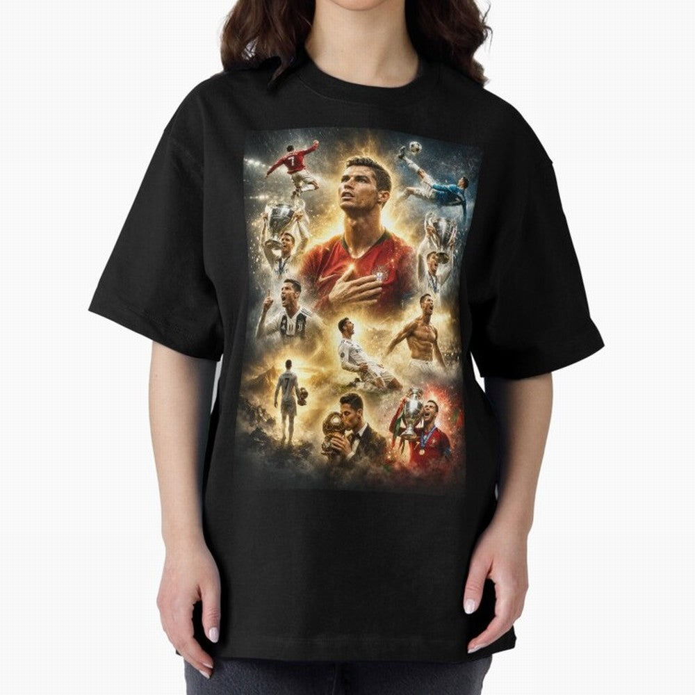 Cristiano Ronaldo Oversized T-Shirt Turn Up for Global Football Passion for FIFA World Cup 2026 Group Stage, Filled with Cristiano Ronaldo, Spain and Netherlands, Worldwide Fan Energy, Dramatic Goals, Stadium Lights and Championship Celebrations;