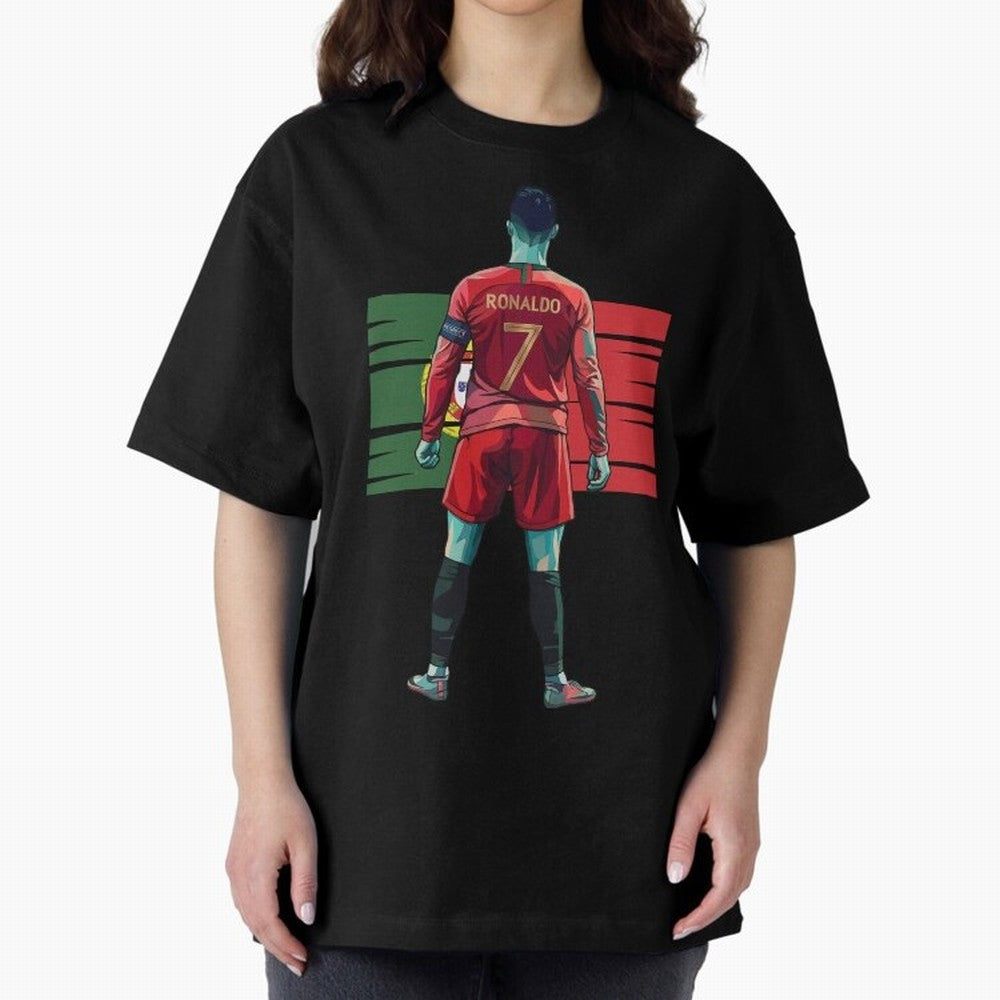 Cristiano Ronaldo Oversized T-Shirt Represent Football Lovers during FIFA World Cup 2026 for Fans of CR7 and Brazil, Portugal and Argentina, Bringing Sports Nostalgia, International Competition, Famous Players and Unforgettable Victories; Created