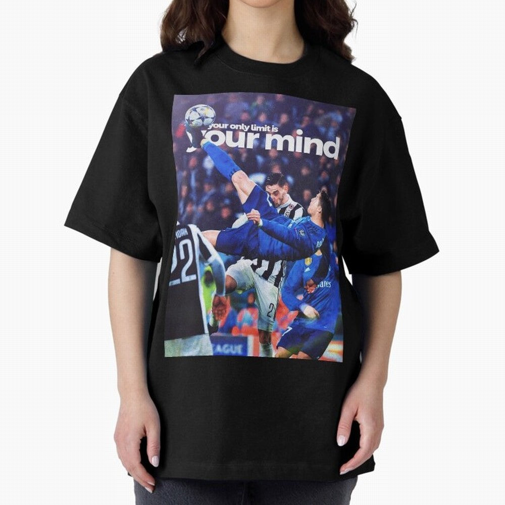 Cristiano Ronaldo - Your only limit is your mind Oversized T-Shirt Celebrate Unforgettable Nights in Global Football Passion for FIFA World Cup 2026 USA Canada Mexico, Celebrating Messi, CR7 and Mbappe, England and Germany, Championship Spirit,