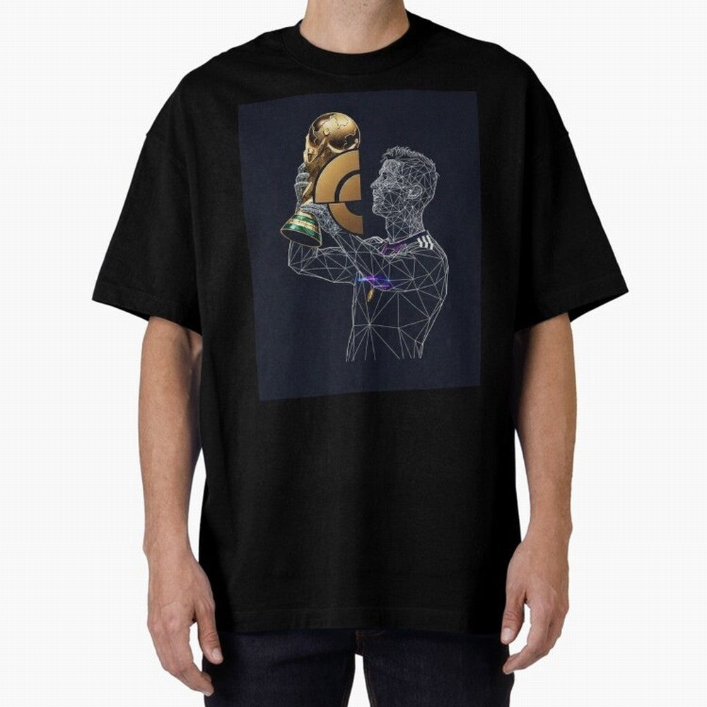 Digital Football Oversized T-Shirt Celebrate Fan Culture around Match Day Hype around FIFA World Cup 2026 Group Stage, Cristiano Ronaldo, Argentina, France and Brazil, Classic Soccer Heritage, Championship Pressure, Fan Loyalty and International