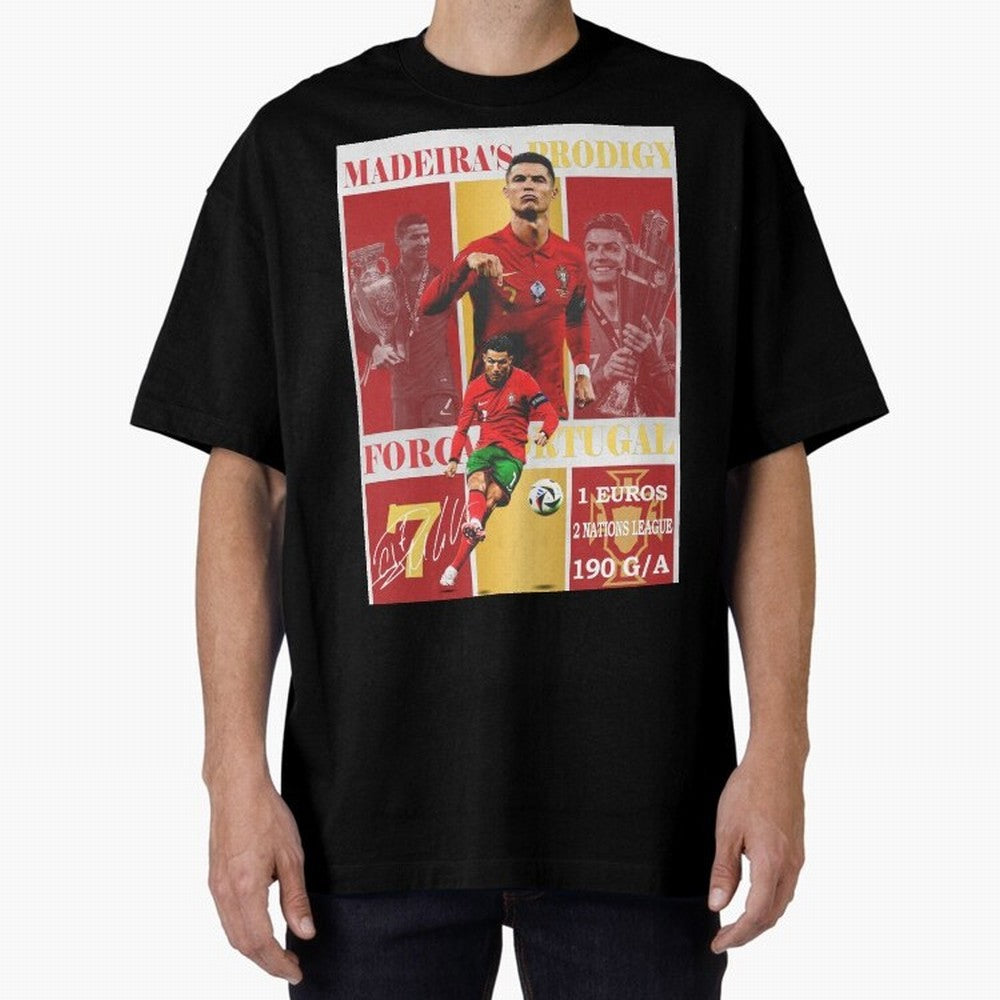 Cristiano Ronaldo Portugal Poster - Madeira's Prodigy CR7 Fan Art Print Oversized T-Shirt Bring Match Day Fire to FIFA World Cup 2026 Group Stage Spirit, Made for Spain, Haaland, Football Passion, Legendary Performances, Festival Vibes and