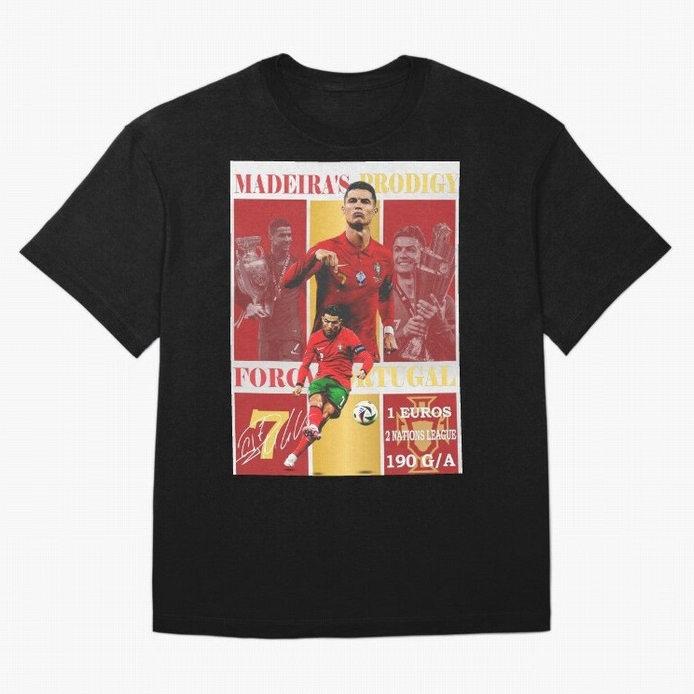 Cristiano Ronaldo Portugal Poster - Madeira's Prodigy CR7 Fan Art Print Oversized T-Shirt Bring Match Day Fire to FIFA World Cup 2026 Group Stage Spirit, Made for Spain, Haaland, Football Passion, Legendary Performances, Festival Vibes and
