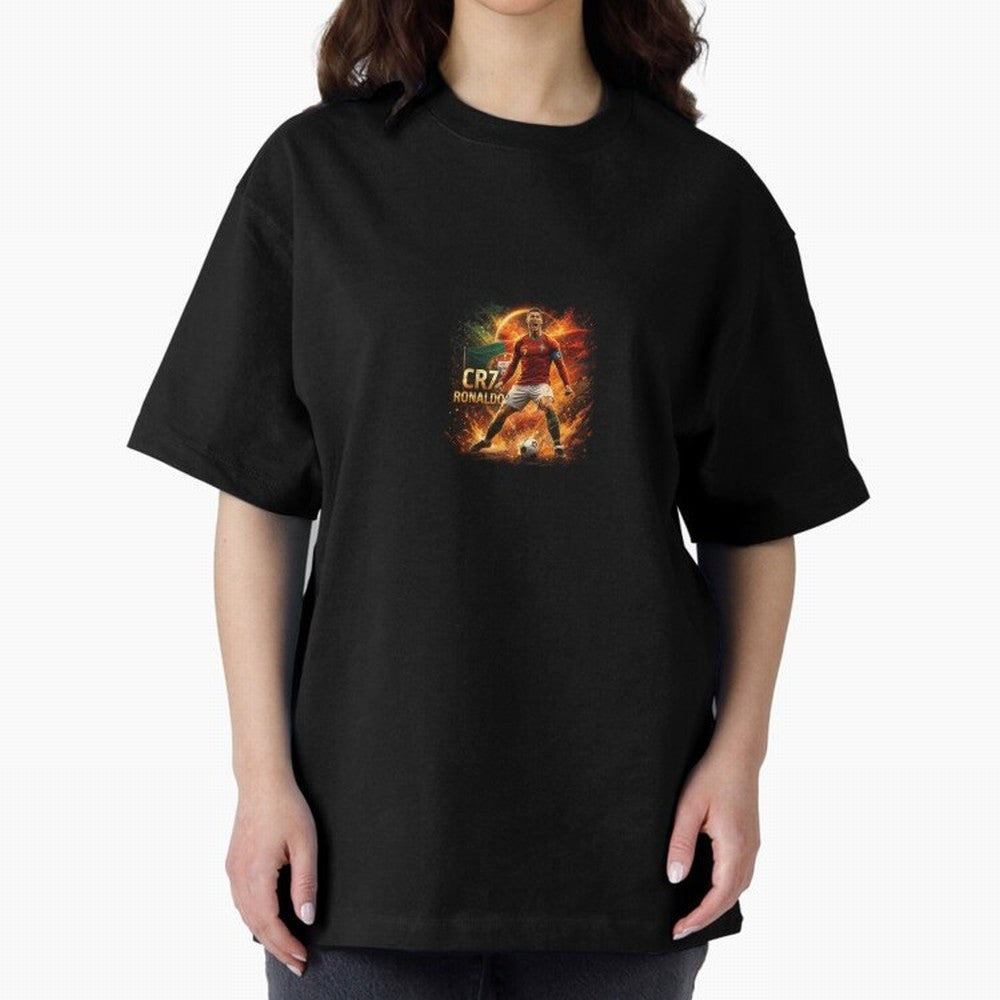Cristiano Ronaldo Football Legend Artwork Oversized T-Shirt Make the Season About Match Day Hype around FIFA World Cup 2026 USA Canada Mexico, Haaland, France, Sports Nostalgia, International Competition, Famous Players and Unforgettable Victories;