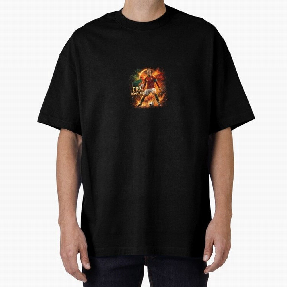 Cristiano Ronaldo Football Legend Artwork Oversized T-Shirt Make the Season About Match Day Hype around FIFA World Cup 2026 USA Canada Mexico, Haaland, France, Sports Nostalgia, International Competition, Famous Players and Unforgettable Victories;