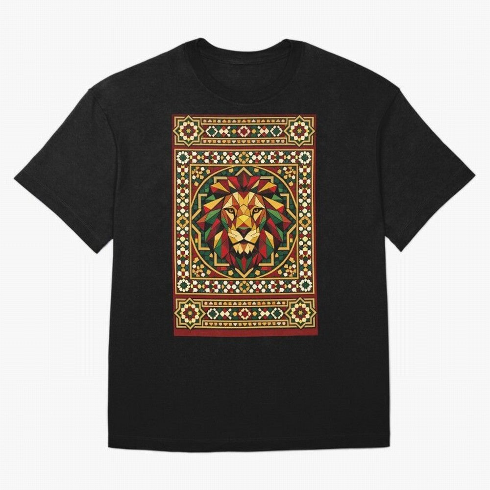 Portuguese Geometric Lion Portrait Oversized T-Shirt Turn Every Weekend Toward FIFA World Cup 2026 Connected to Mbappe, Spain Energy, Stadium Chants, National Pride, Trophy Dreams and Unforgettable Football Memories; Created for Match Day Parties,