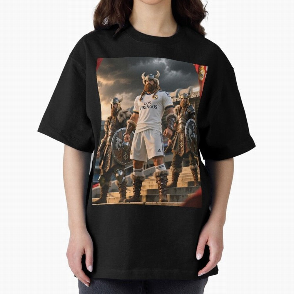 Los Vikingos del Bernab¨¦u Oversized T-Shirt Step into FIFA World Cup 2026 Group Stage for Fans of Haaland and Mbappe and Portugal, Bringing Classic Soccer Heritage, Championship Pressure, Fan Loyalty and International Pride; Made for Die Hard