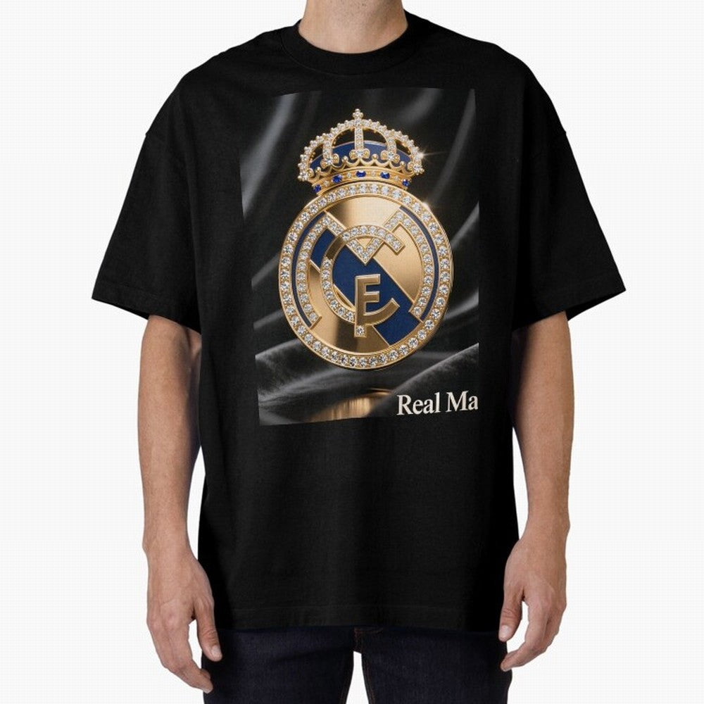 Gold Madrid Real Oversized T-Shirt Carry the Colors and Pride of FIFA World Cup 2026 Inspired by Neymar, Haaland and Cristiano Ronaldo, Brazil, Portugal and Argentina Energy, Football Festival Excitement, Trophy Ambitions, Country Rivalries and