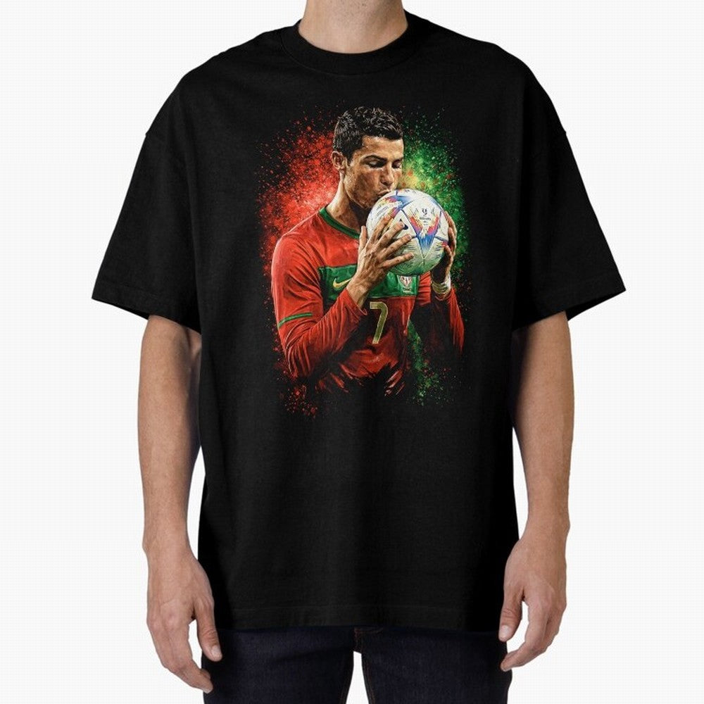 Cristiano Ronaldo Football Legend Oversized T-Shirt Celebrate Fan Culture around FIFA World Cup 2026 for Fans of Haaland and Mbappe and Argentina, Bringing Tournament Hype, Historic Matchups, Family Viewing Parties and Global Sports Pride; Perfect