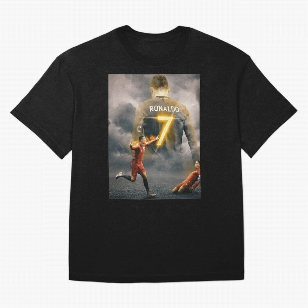 Aesthetic Ronaldo Poster Oversized T-Shirt Honor Football Greatness during Global Football Passion for FIFA World Cup 2026 USA Canada Mexico, Inspired by Cristiano Ronaldo, Haaland and CR7, Portugal, Football Festival Excitement, Trophy Ambitions,
