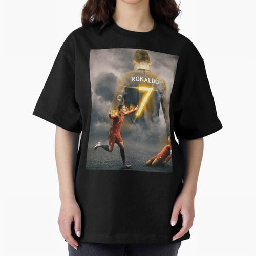 Aesthetic Ronaldo Poster Oversized T-Shirt Honor Football Greatness during Global Football Passion for FIFA World Cup 2026 USA Canada Mexico, Inspired by Cristiano Ronaldo, Haaland and CR7, Portugal, Football Festival Excitement, Trophy Ambitions,