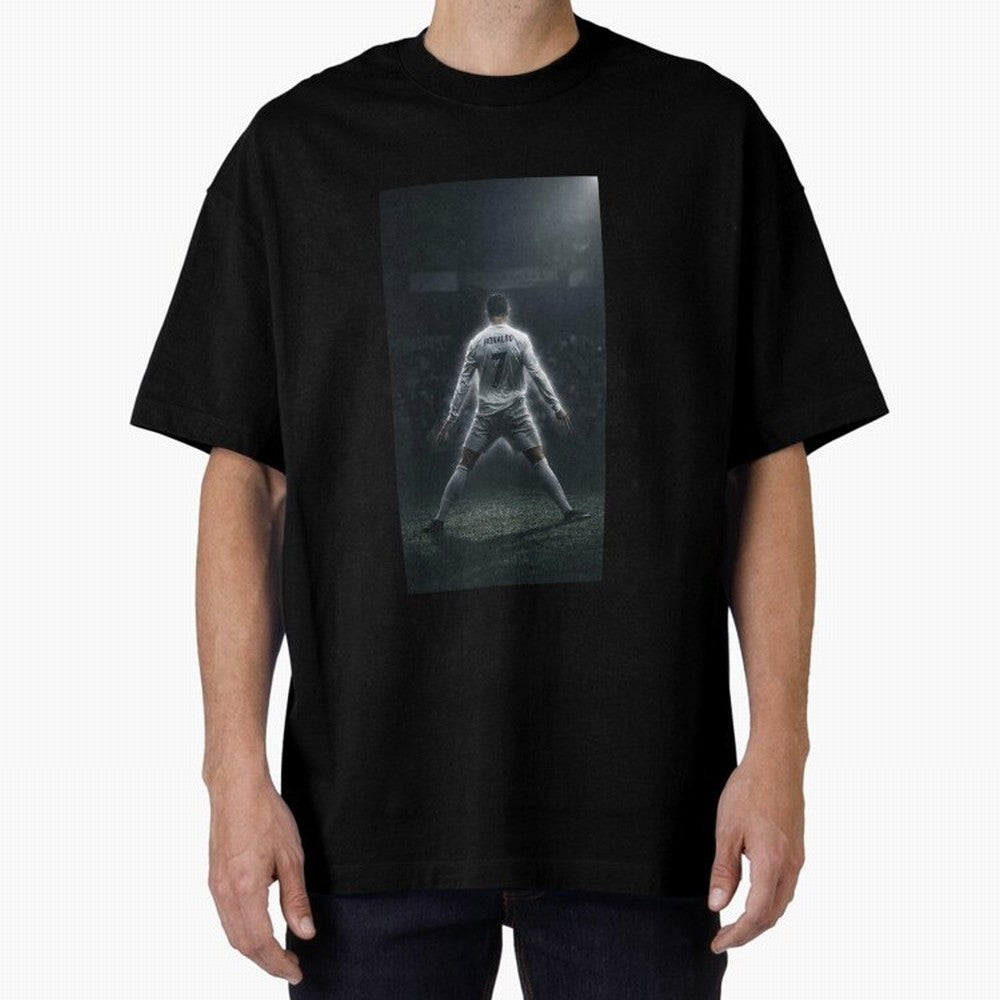 Cristiano Ronaldo Oversized T-Shirt Stand Out with Spirit from FIFA World Cup 2026 Group Stage for Fans of CR7 and Messi and Portugal, Spain and Germany, Bringing Retro Football Energy, Iconic Rivalries, Trophy Chase Drama and Stadium Atmosphere;