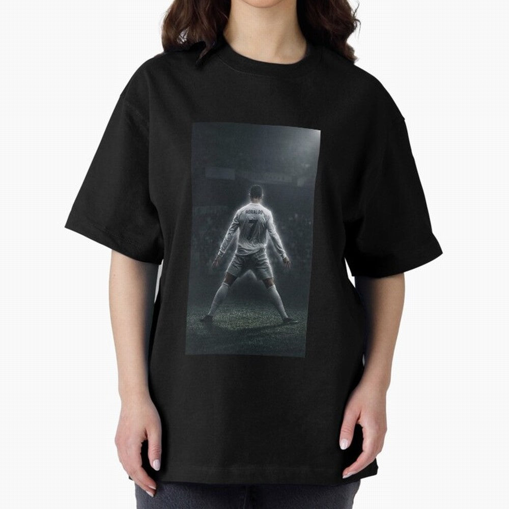 Cristiano Ronaldo Oversized T-Shirt Stand Out with Spirit from FIFA World Cup 2026 Group Stage for Fans of CR7 and Messi and Portugal, Spain and Germany, Bringing Retro Football Energy, Iconic Rivalries, Trophy Chase Drama and Stadium Atmosphere;