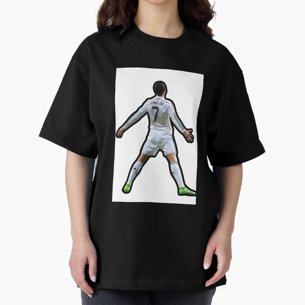 Cristiano Ronaldo Suii Sticker Oversized T-Shirt Celebrate Match Day Hype around FIFA World Cup 2026, Haaland, France and Portugal, Stadium Memories, Football Loyalty, International Chants and Championship Tradition; Ideal for Football Dads,